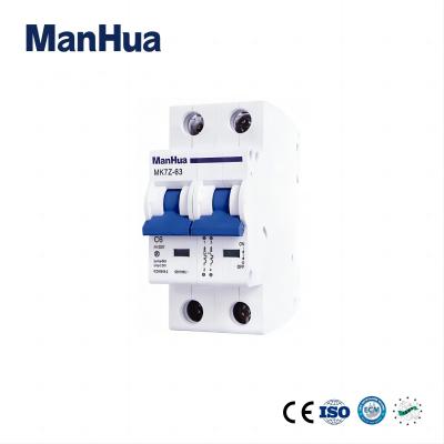 MK7Z-63 Double Poles C Curve MCB 20 32A 63A 2P Breaking Capacity 6KA Switch Electrical Miniature Circuit Breaker AC230V DIN Rail